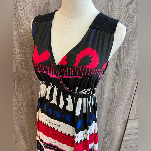 DESIGUAL Cute Abstract Striped Designer Dress. Size XL - Picture 3 of 14